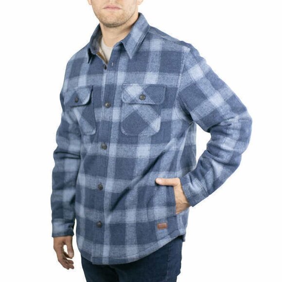 New Jachs New York Wool Blend Jacket Men's Size M Blue Plaid Sherpa Lined Ragged - Picture 7 of 14